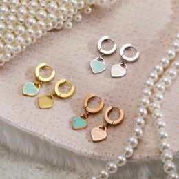 Hoop Earrings Zalman Colourful Heart Women Stainless Steel Gold Forever Love Korean Jewellery Wholesale Never Fade