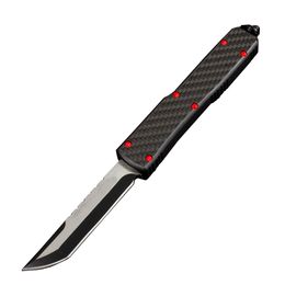 1Pcs High End U T 85 AUTO Tactical Knife D2 Titanium Coating Blade CNC 6061-T6/Carbon Fiber Handle EDC Pocket Gift Knives With Nylon Bag