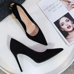 Dress Shoes Heel Trend Pumps Stiletto Pointed Toe Elegant Sexy Party Designer Black Loafers Office Plus Size 43 231219