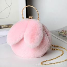 Evening Bags Cute Plush Rabbit Crossbody Bags for Women Korean Version Purses and Handbags Girls Ear Shoulder Messenger Bag 231219