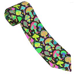 Bow Ties Bright Mushrooms On Black Men Women Necktie Fashion Polyester 8 Cm Classic Neck Shirt Accessorie Wedding