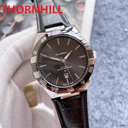 High quality mens quartz movement pilot watch 42mm all dial work wristwatch leather strap stainless steel case waterproof sports c204d