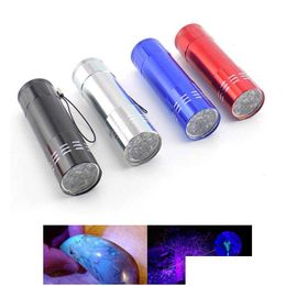 Flashlights Torches Portable 9 Uv Light Flashlight Hiking Torchlight Aluminium Alloy Money Detecting Lamp With Box 2023 Gsh Drop Del Dhp7E