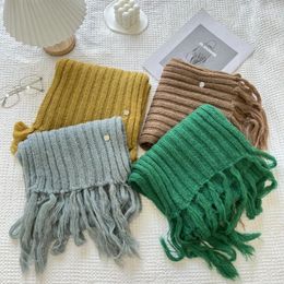 Scarves Solid Color Retro Korean Version Knitted Scarf For Women Winter Soft And Glutinous Shawl
