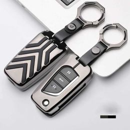 Car Key Zinc Alloy Flip Folding Car Key Case Metal Cover Keychain For Toyota Yaris Camry Corolla Prado REIZ Crown RAV4 Hilux Shell Bag