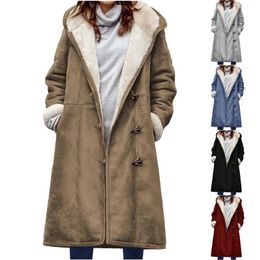 Men's Trench Coats Windbreaker For Women 2024 Women's Wear Long Thickened Plush Coat Suede Solid Colour Horn Button Insert Bag