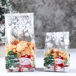 Upgrade 50pcs Cute Snowman Plastic Gifts Bags Candy Cookie Baking Packaging Bag Merry Christmas New Year Winter Party Decoration Favours