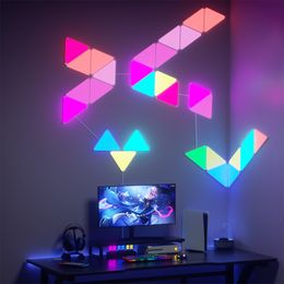 DIY Üçgen Işık Kuantum Lamba Uygulama Kontrolü Renkli RGB Akıllı Işıklar Wifi Mavi Diş Müzik Senkronizasyonu Yatak Odası Dekorasyonu
