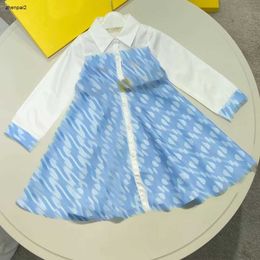 Luxury girl dress Fake two-piece splicing design child dresses Size 110-160 baby designer skirt Belt decoration toddler frock Dec10
