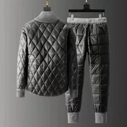 Autumn Winter Two piece Set Turtleneck Pullover Cotton Coat Outdoor And Long Pants Men s Padded Jacket Suit Couple Outfits 231220