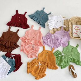 Clothing Sets Summer Infant Girls Set Baby Girl Cotton Sleeveless T-Shirt Pp Shorts Children Clothes Suit