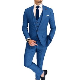 One Button Formal Mens Suit Set Blazer Vest Pants Wedding Tuxedo Solid Plus Size Men Business Pantsuit Classic Suits Wedding Party Outfit For Mens