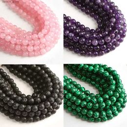 Charm Bracelets Natural Stone Beads 8mm Malachite Lava Amethyst Lapis Lazuli Rose Quartz Beads For Jewelry Making DIY Bracelet NecklaceL23121