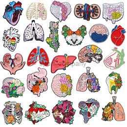 Medical Organs Enamel Brooch Heart Chest Brain Stomach Spine Women Uterus Lung Teeth Creative Metal Badge Punk Lapel Pin Jewellery