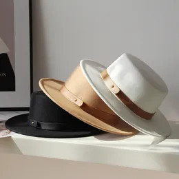 3 Colours Unisex Belt Flat Top Hat For Couples Designer Wool Hats Fashion Women Fitted Caps Mens Cap Men Casquette Bucket Hat Hut D2110111HL
