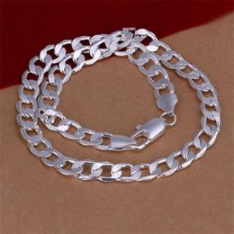 Heavy 66g 12MM flat sideways necklace Men sterling silver necklace STSN202 whole fashion 925 silver Chains necklace factory di276I