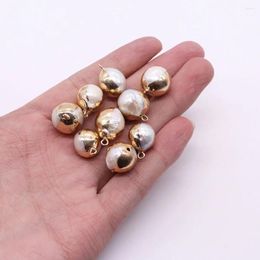 Pendant Necklaces Natural Freshwater Pearls Round Ball Gold-color Metal Wrap Pearl Charms For Jewellery Making DIY Necklace Bracelet Earring