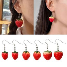 Dangle Earrings Sweet Simulated Strawberry Small Drop Ear Rings Red Fruit Ears Pendant Accessories Jewellery Gift