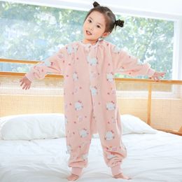 1 to 6 Years Baby Onesie Winter Flannel Childrens Pyjamas Sleeping Bags Rompers for Boys and Girls Onepiece Suits Home Wear 231220