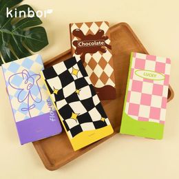 Kinbor Cute Checkerboard Notebook Portable Weekly Diary Planner Chequered Hardcover Agenda Journal Notepad Office School Supply 231220