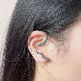 Backs Earrings Stainless Steel Women Snake Shape Clip Gothic Fashion Black Gun Plated Animal Creative Jewellery Party Masquerade Gift