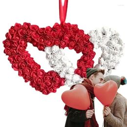 Decorative Flowers Valentines Wreath Artificial Valentine's Day Heart-Shaped Hearts Hang Wreaths Decorations For Wedding