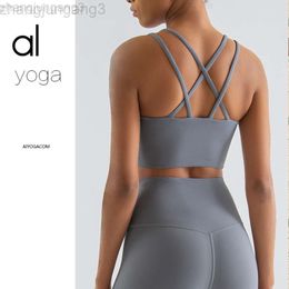 Designer Alos Al Yoga Bra Arlo's New Sports Bra Women's Shockproof Gathering Fitness Bra with Chest Pads Beautiful Back Tank Top