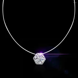 Chains Elegant 925 Sterling Silver Shiny CZ Pendant Necklace For Women Party Meeting Jewellery Fashion Accessories