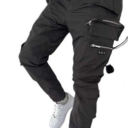2023 Cross Border Men's Casual Pants Versatile Strap Sports Pants Large Pocket Zipper Decorative Workwear Pants