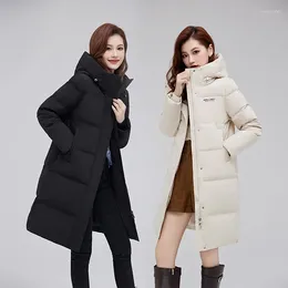 Women's Trench Coats 2023 Winter Sustans Down Cotton Parka With Hood And Zipper American Fashion Long Thickened Coat Wholesale