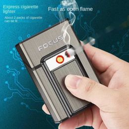 Focus Rechargeable Cigarette Lighter Integrated 20 Men Case USB Flip Top