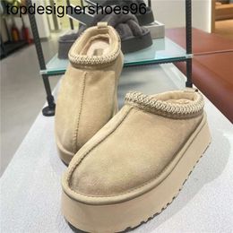 New Designer Boots womens tasman slippers Tazz Suede Shearling platform Slipper Classic ultra mini snow boot chestnut fur slides comfort winter mens womens booties