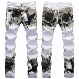 Men's Jeans Mens High Quality Prints White Jeans Slim-fit Stretch Denim Pants Camouflage Casual Jeans Street Fashion Jeans Pants; L231220
