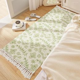 Carpets Long Floor Mat Bedside Blanket Woven Tassel Window Household Japanese Living Room Pure Cotton Carpet