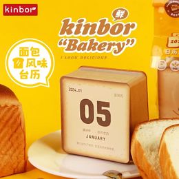 Kinbor 2024 Bread Calendar Creative Table Mini Office Desktop Small Decoration Notepad 231220