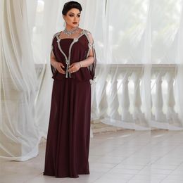 Plus Size Crystal Evening Dresses A Line Beading Chiffon Evening Gown Art Deco-inspired Neck Long Special Occasion Dress for Females