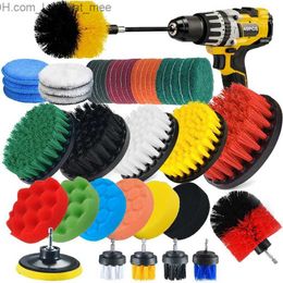 Cleaning Brushes 45pcs Drill Brush Set All Purpose Power Clean Scrubber Brush Scrub Pads Sponge Extend Long Attachment for Bathroom Kitchen Tile Q231220