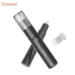 ShowSee Portable Electric Nose Hair Trimmer Removable Clipper Washable Doubleedged 360° Rotating Cutter Head Shaver Ear Remova 231220