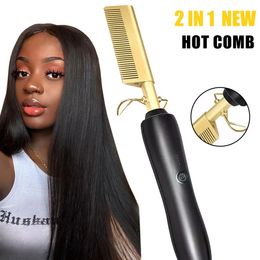 Heating Comb Straightener Electric Comb Flat Iron Hair Straightening Brush Smoothing Iron Comb Hair Straightener Brush 231220