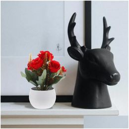 Decorative Flowers Wreaths Fake Artificial Rose Plant In Pot Plants Ornament Simation Potted Drop Delivery Home Garden Festive Party S Dh92Z