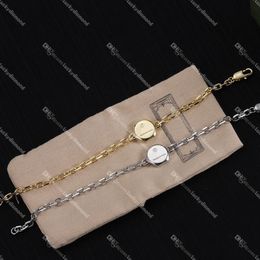 Gold Bracelets Chic Charm Bracelets Women Party Bracelet with Letter Steel Seal Engagement Jewellery with Gift Box