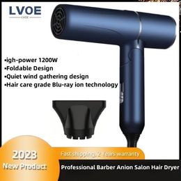 Professional hair Salon Negative Ion Hair Dryer Foldable High Power Barber Hairdryer Temperature Control Tools 231220