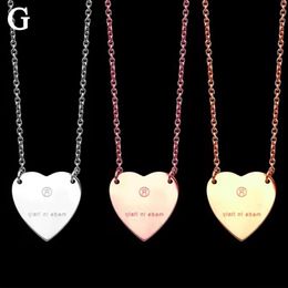 G gold heart necklace female stainless steel couple rose chain pendant Jewellery on the neck gift for girlfriend accessories wholesa263x