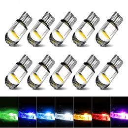 10pcs Car LED T10 W5W Canbus Car Lights COB Glass Bulbs 6000K Auto Licence Plate Lamp 12V Dome Read Light Side Marker Light Door Light Parking Light