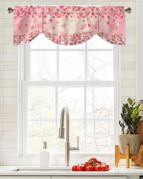 Curtain Valentine'S Day Roses Love Window Living Room Kitchen Cabinet Tie-up Valance Rod Pocket