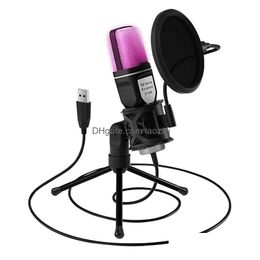Mikrofone USA Yanmai USB-Mikrofon RGB-Kondensatordraht-Gaming-Mikrofon für Podcast-Aufnahmestudio-Streaming-Laptop-Desktop-PC 23081 DHDK3