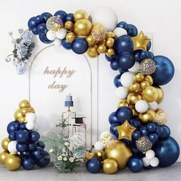 Blue Gold Balloon Garland Arch Kit Confetti Latex Ballons Wedding Birthday Party Decor Kids Adult Baby Shower Graduate 231220