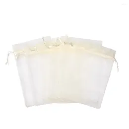 Jewellery Pouches 100Pcs Organza Bags Ribbons Drawstring Packaging Display Pouch Wedding Party Candy Gift Multiple Size