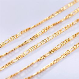 10pcs Gold 2MM Size Figaro Necklace 16-30 Inches Fashion Woman Jewelry Woman Simple sweater chain jewelry Factory can be cus276H