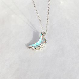 Pendant Necklaces Glowing Discoloration Moon Chain Necklace Korea Creative Luminous Stone Charm For Women Choker Wedding Party Jew250U